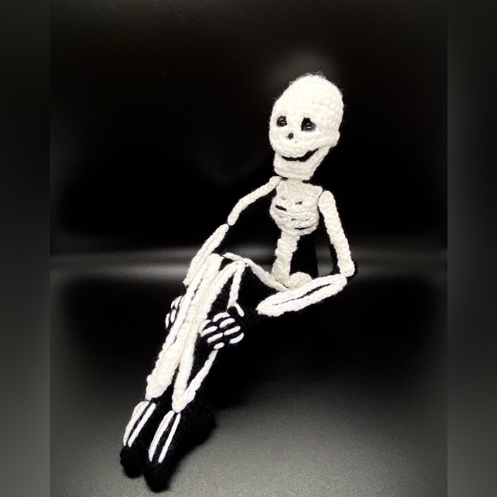 Handmade crocheted skeleton sprite